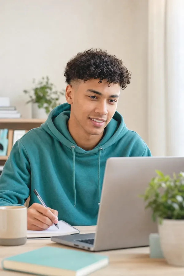 Adult engaged during a video session
